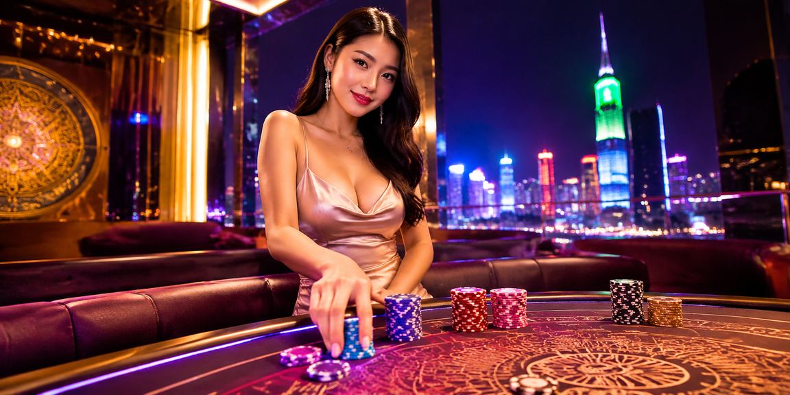 Ánh đèn neon sòng casino tại TP Hồ Chí Minh về đêm phản chiếu không khí VIP